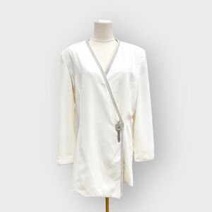 CLARA CLARA By Vinette Vintage White Crystal Embellished Blazer (Sz 14)